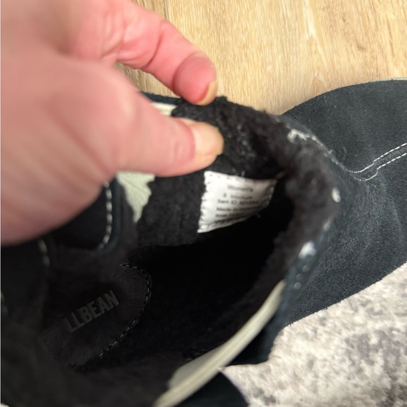 L.L.Bean Black Suede Shearling Lined Ankle Boots Slipper Boots Women’s - Picture 10 of 11